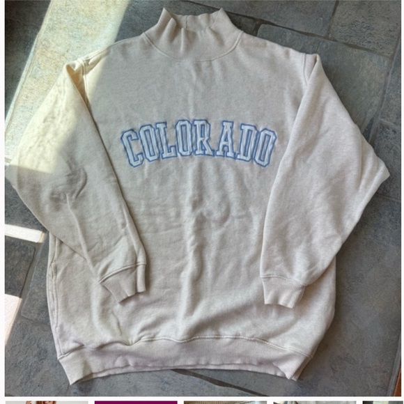 Aerie Colorado Everyday Embroidered Cozy Oversized Mock‎ neck Sweatshirt Small - Picture 2 of 4